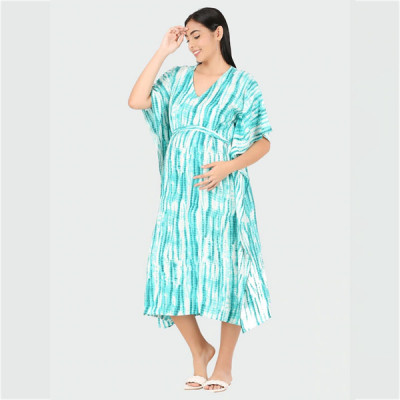 Green and Dye Maternity Kaftan Midi Dress